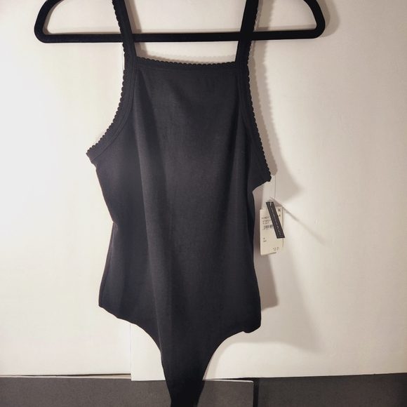 Picot Trim Cotton Blend Rib Bodysuit - Picture 2 of 6